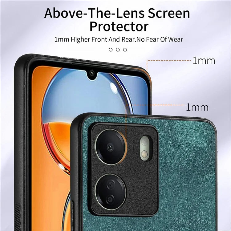D2 Retro Phone Cover for Xiaomi Redmi 13C 4G / Poco C65 4G Case PU Leather+TPU Kickstand Phone Shell