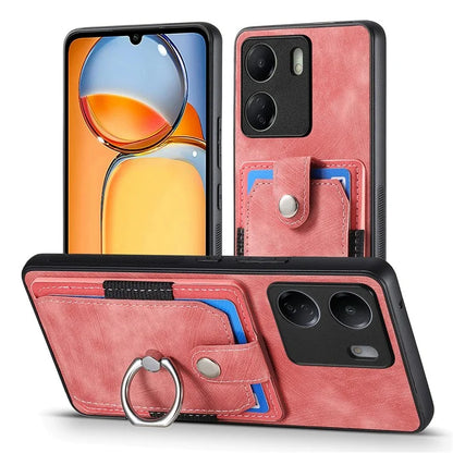 D2 Retro Phone Cover for Xiaomi Redmi 13C 4G / Poco C65 4G Case PU Leather+TPU Kickstand Phone Shell