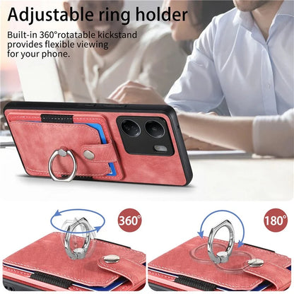 D2 Retro Phone Cover for Xiaomi Redmi 13C 4G / Poco C65 4G Case PU Leather+TPU Kickstand Phone Shell