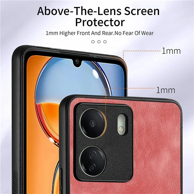 D2 Retro Phone Cover for Xiaomi Redmi 13C 4G / Poco C65 4G Case PU Leather+TPU Kickstand Phone Shell