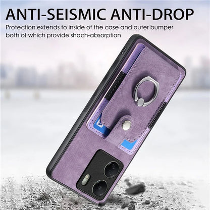 D2 Retro Phone Cover for Xiaomi Redmi 13C 4G / Poco C65 4G Case PU Leather+TPU Kickstand Phone Shell