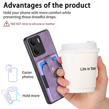 D2 Retro Phone Cover for Xiaomi Redmi 13C 4G / Poco C65 4G Case PU Leather+TPU Kickstand Phone Shell