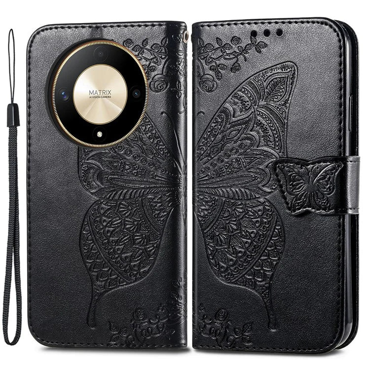 For Honor X9b 5G / Magic6 Lite 5G Phone Cover Stand Imprinted Pattern PU Leather Case