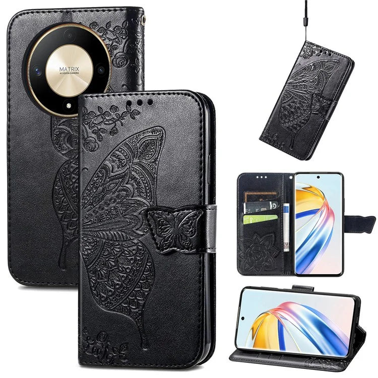 For Honor X9b 5G / Magic6 Lite 5G Phone Cover Stand Imprinted Pattern PU Leather Case