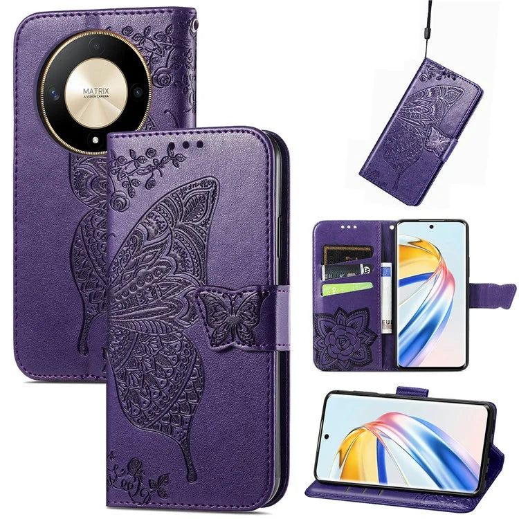 For Honor X9b 5G / Magic6 Lite 5G Phone Cover Stand Imprinted Pattern PU Leather Case