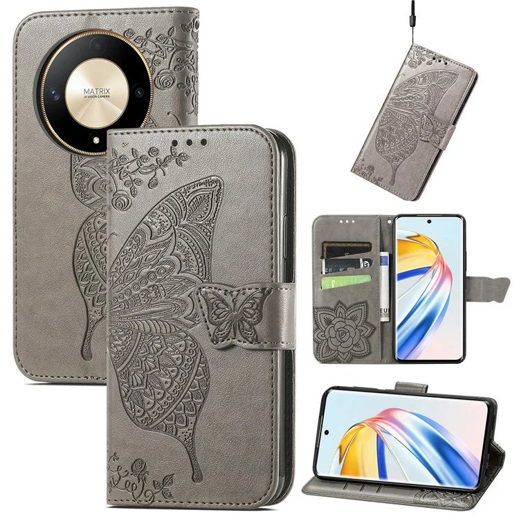 For Honor X9b 5G / Magic6 Lite 5G Phone Cover Stand Imprinted Pattern PU Leather Case