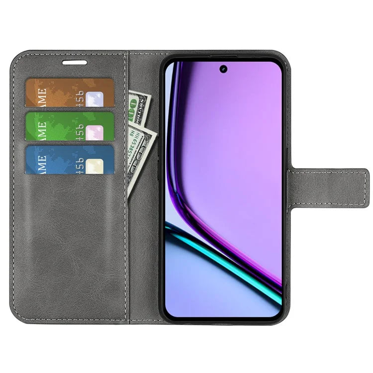 For Realme C67 4G Case Calf Texture Anti-scratch Leather Phone Wallet Stand Cover