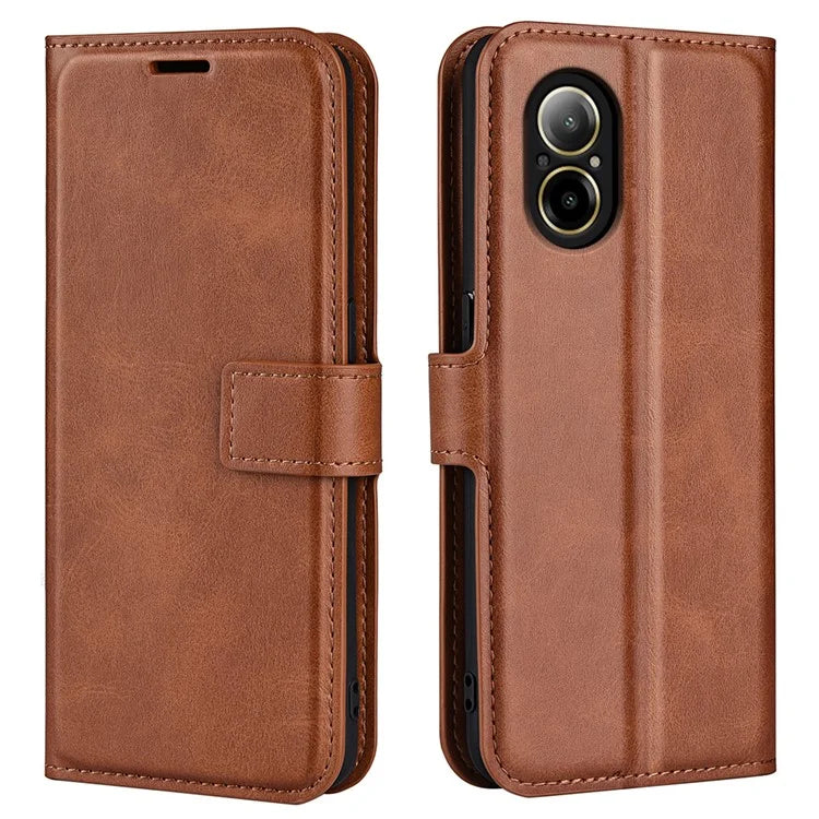 For Realme C67 4G Case Calf Texture Anti-scratch Leather Phone Wallet Stand Cover