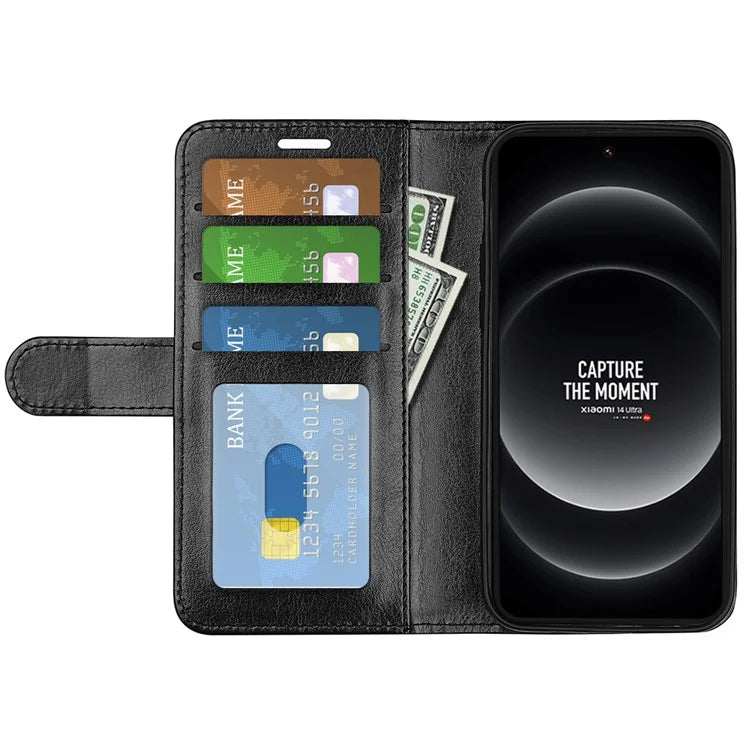 For Xiaomi 14 Ultra Case TPU+PU Leather Phone Protective Flip Cover Crazy Horse Texture