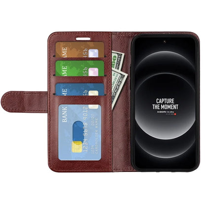 For Xiaomi 14 Ultra Case TPU+PU Leather Phone Protective Flip Cover Crazy Horse Texture