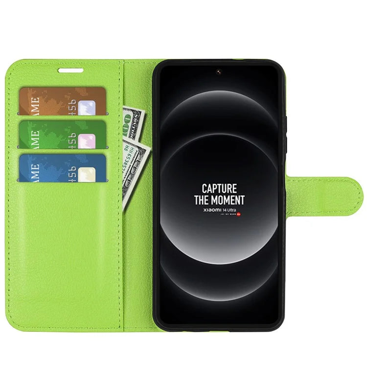For Xiaomi 14 Ultra Case Litchi Texture Leather Folio Stand Smart Phone Cover