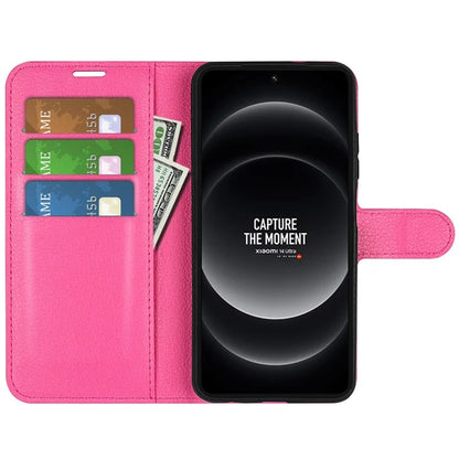 For Xiaomi 14 Ultra Case Litchi Texture Leather Folio Stand Smart Phone Cover