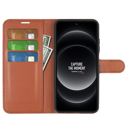 For Xiaomi 14 Ultra Case Litchi Texture Leather Folio Stand Smart Phone Cover