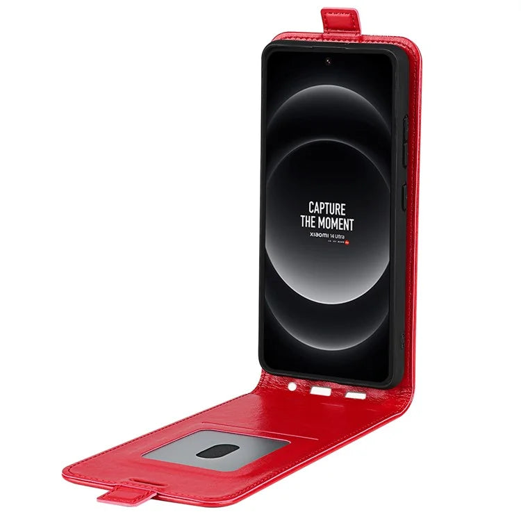 For Xiaomi 14 Ultra Case PU Leather Protective Vertical Flip Phone Cover with Card Holder