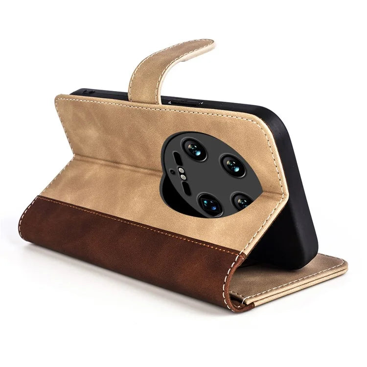 For Xiaomi 14 Ultra Wallet Phone Case PU Leather Color Splicing Leather Flip Cover