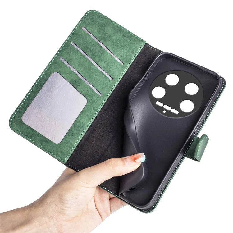 For Xiaomi 14 Ultra Wallet Phone Case PU Leather Color Splicing Leather Flip Cover