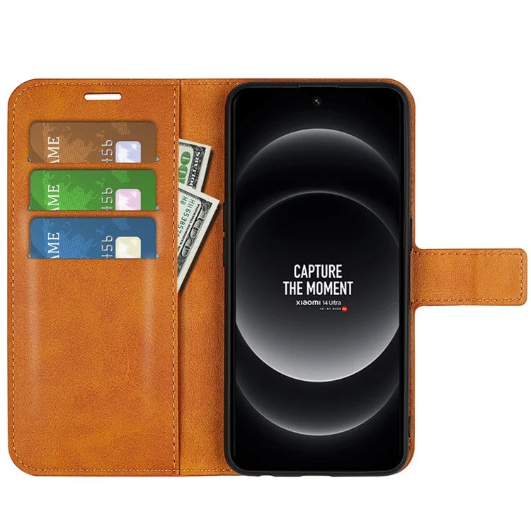 For Xiaomi 14 Ultra Case Calf Texture Leather Wallet Cell Phone Cover
