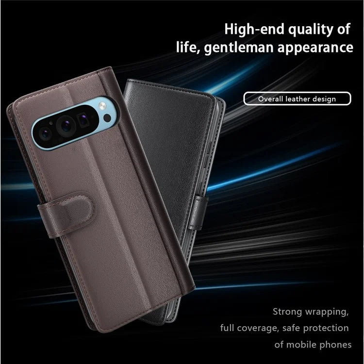 For Google Pixel 9 / Pixel 9 Pro Phone Case Shockproof Genuine Split Leather Cell Phone Cover