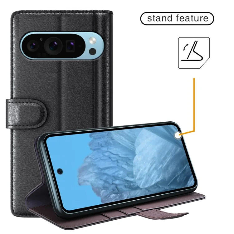 For Google Pixel 9 / Pixel 9 Pro Phone Case Shockproof Genuine Split Leather Cell Phone Cover