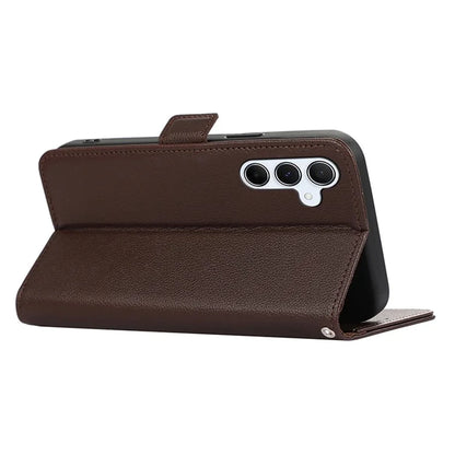 ABEEL For Samsung Galaxy A14 5G / 4G RFID Blocking Wallet Stand Case Litchi Texture PU Leather Phone Cover
