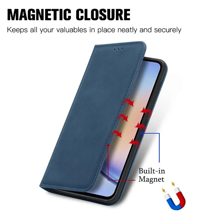 For Samsung Galaxy A05s 4G Case Skin Touch Feeling Magnetic Closing PU Leather Stand Phone Cover