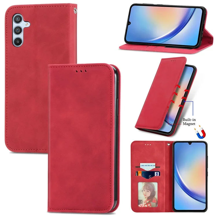 For Samsung Galaxy A05s 4G Case Skin Touch Feeling Magnetic Closing PU Leather Stand Phone Cover