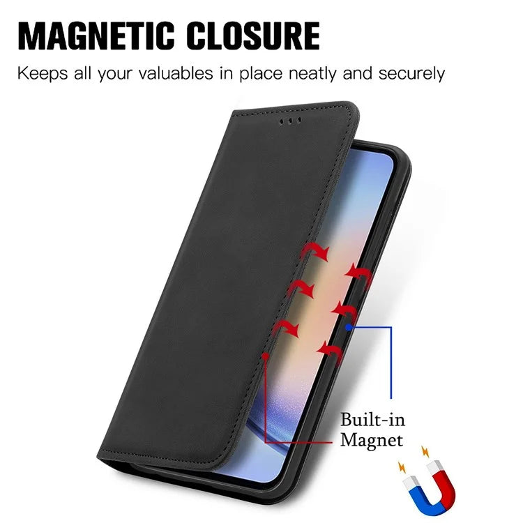 For Samsung Galaxy A05s 4G Case Skin Touch Feeling Magnetic Closing PU Leather Stand Phone Cover