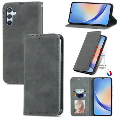 For Samsung Galaxy A05s 4G Case Skin Touch Feeling Magnetic Closing PU Leather Stand Phone Cover