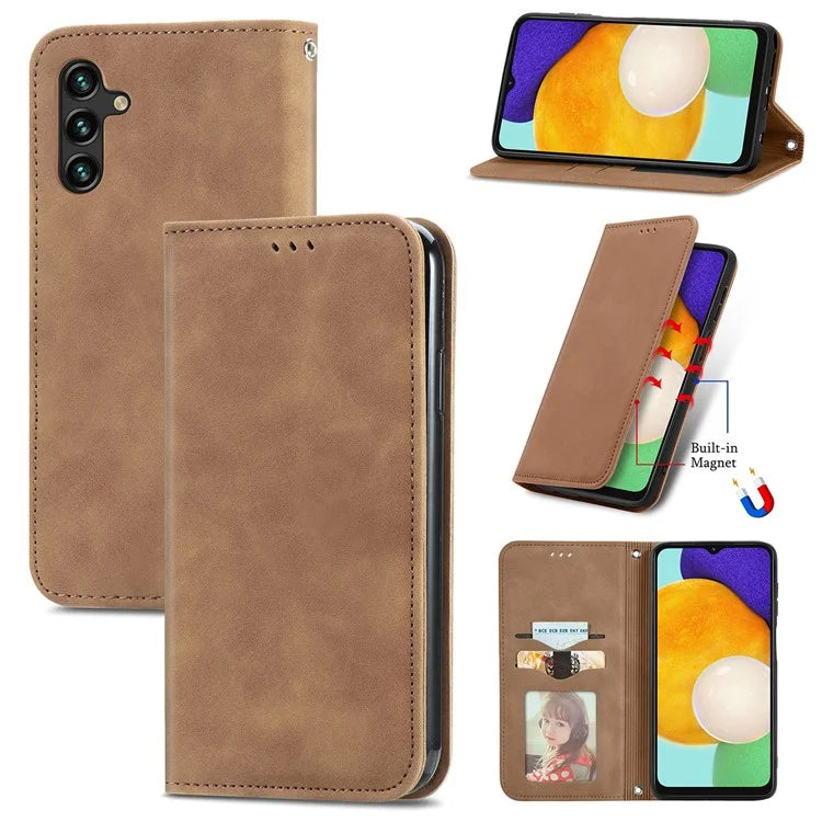 For Samsung Galaxy A13 5G / A04s 4G (164.7 x 76.7 x 9.1 mm) Cell Phone Case Skin-Touch Magnetic Phone Stand Cover