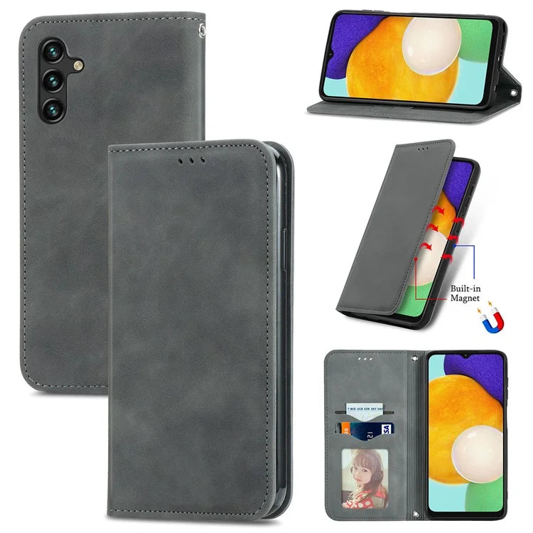 For Samsung Galaxy A13 5G / A04s 4G (164.7 x 76.7 x 9.1 mm) Cell Phone Case Skin-Touch Magnetic Phone Stand Cover