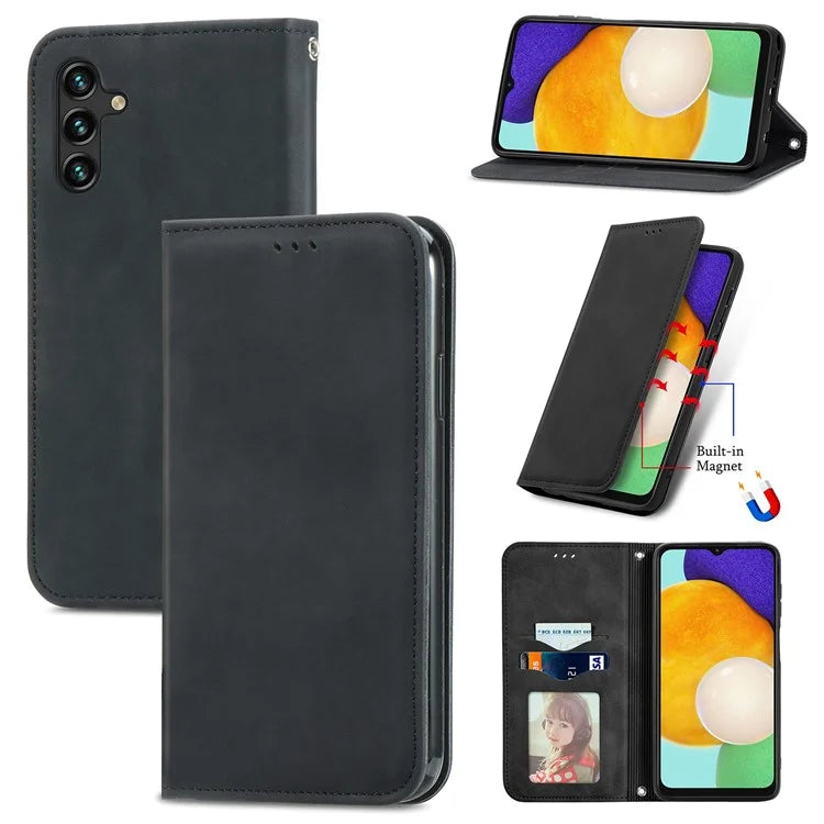 For Samsung Galaxy A13 5G / A04s 4G (164.7 x 76.7 x 9.1 mm) Cell Phone Case Skin-Touch Magnetic Phone Stand Cover