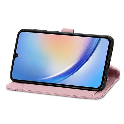 For Samsung Galaxy A55 5G Case Flower Imprinted Leather Wallet Phone Cover