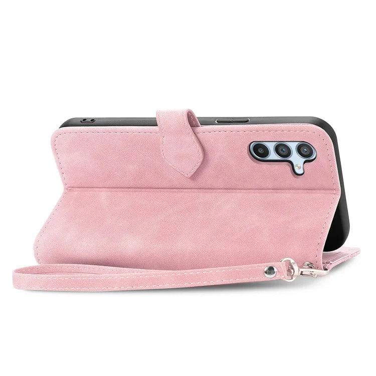 For Samsung Galaxy A55 5G Case Flower Imprinted Leather Wallet Phone Cover