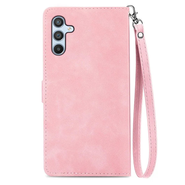 For Samsung Galaxy A55 5G Case Flower Imprinted Leather Wallet Phone Cover