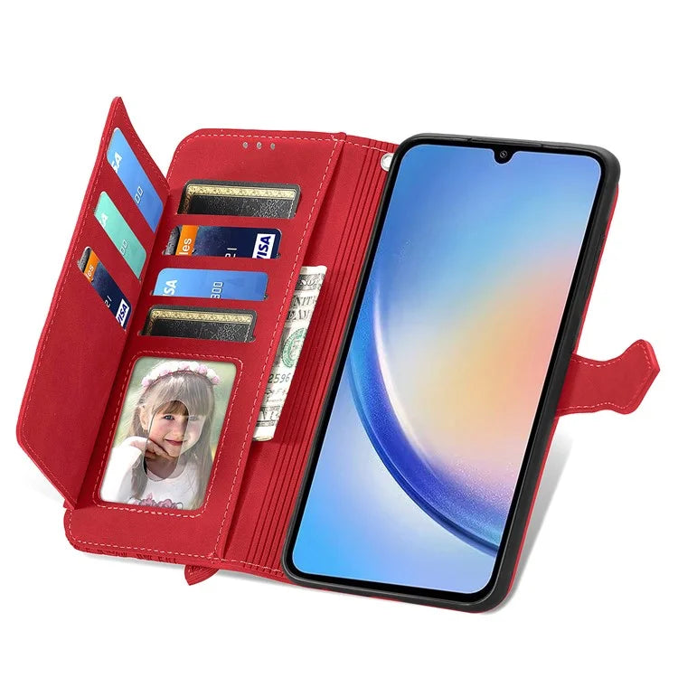 For Samsung Galaxy A55 5G Case Flower Imprinted Leather Wallet Phone Cover