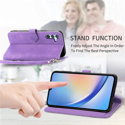 For Samsung Galaxy A55 5G Case Flower Imprinted Leather Wallet Phone Cover