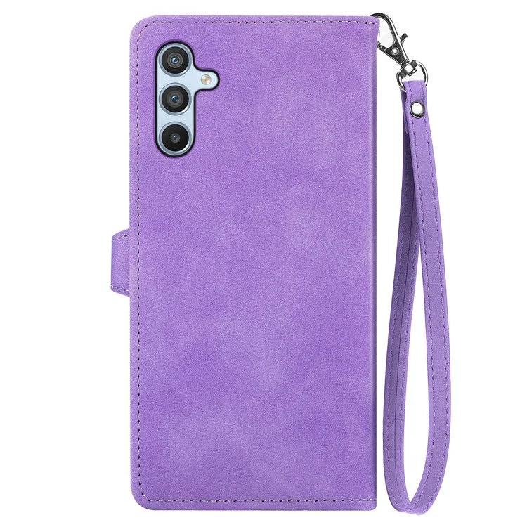 For Samsung Galaxy A55 5G Case Flower Imprinted Leather Wallet Phone Cover