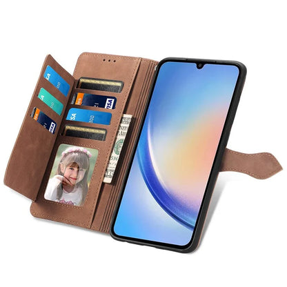 For Samsung Galaxy A55 5G Case Flower Imprinted Leather Wallet Phone Cover