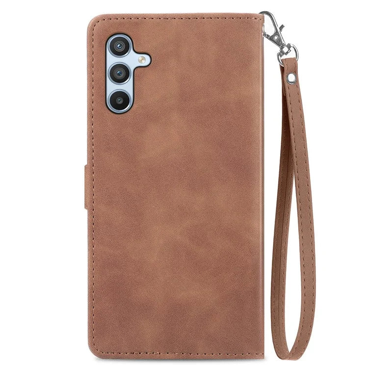 For Samsung Galaxy A55 5G Case Flower Imprinted Leather Wallet Phone Cover