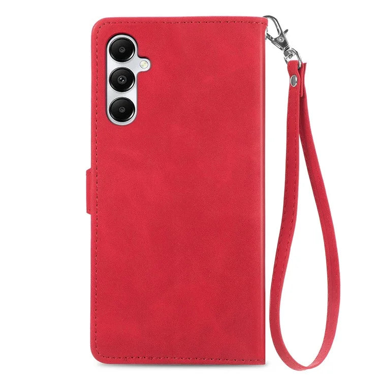 For Samsung Galaxy A05s 4G Phone Case Flower Imprinted Anti-Drop Leather Flip Cover