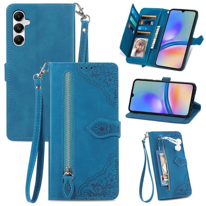 For Samsung Galaxy A05s 4G Phone Case Flower Imprinted Anti-Drop Leather Flip Cover