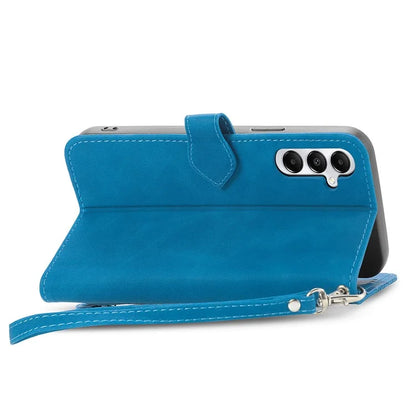 For Samsung Galaxy A05s 4G Phone Case Flower Imprinted Anti-Drop Leather Flip Cover