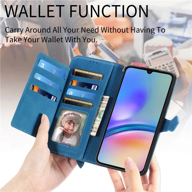 For Samsung Galaxy A05s 4G Phone Case Flower Imprinted Anti-Drop Leather Flip Cover