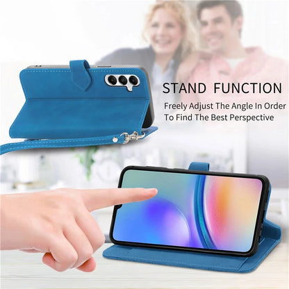 For Samsung Galaxy A05s 4G Phone Case Flower Imprinted Anti-Drop Leather Flip Cover