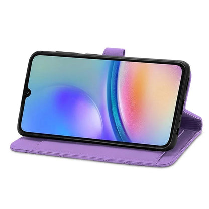 For Samsung Galaxy A05s 4G Phone Case Flower Imprinted Anti-Drop Leather Flip Cover