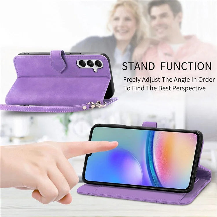 For Samsung Galaxy A05s 4G Phone Case Flower Imprinted Anti-Drop Leather Flip Cover