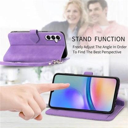 For Samsung Galaxy A05s 4G Phone Case Flower Imprinted Anti-Drop Leather Flip Cover
