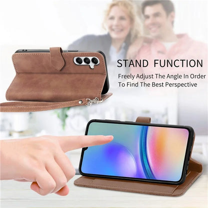 For Samsung Galaxy A05s 4G Phone Case Flower Imprinted Anti-Drop Leather Flip Cover