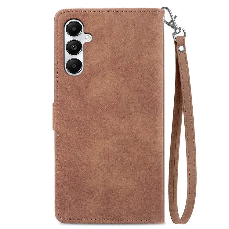 For Samsung Galaxy A05s 4G Phone Case Flower Imprinted Anti-Drop Leather Flip Cover