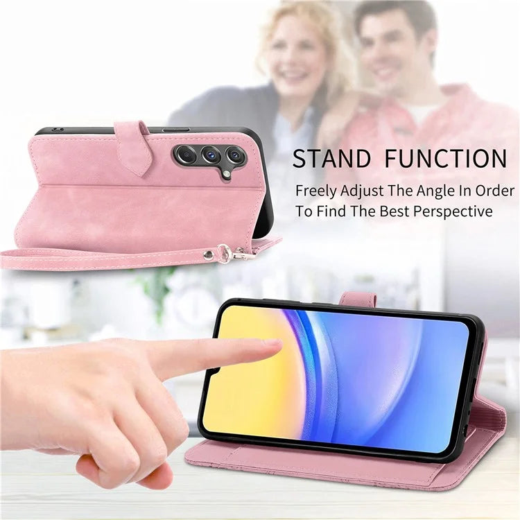 For Samsung Galaxy A15 4G / 5G Case Flower PU Leather Zipper Flip Folio Wallet Phone Cover